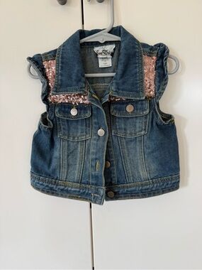 Girls denim sequined vest size 4